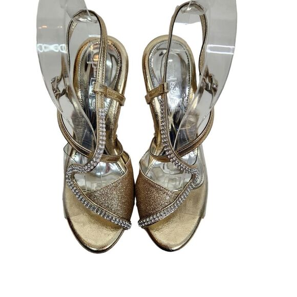 ZANG TOI Shoes Womens 6 36 Metallic Gold High‎ Heels Embellished Luxury Strappy - Picture 4 of 13